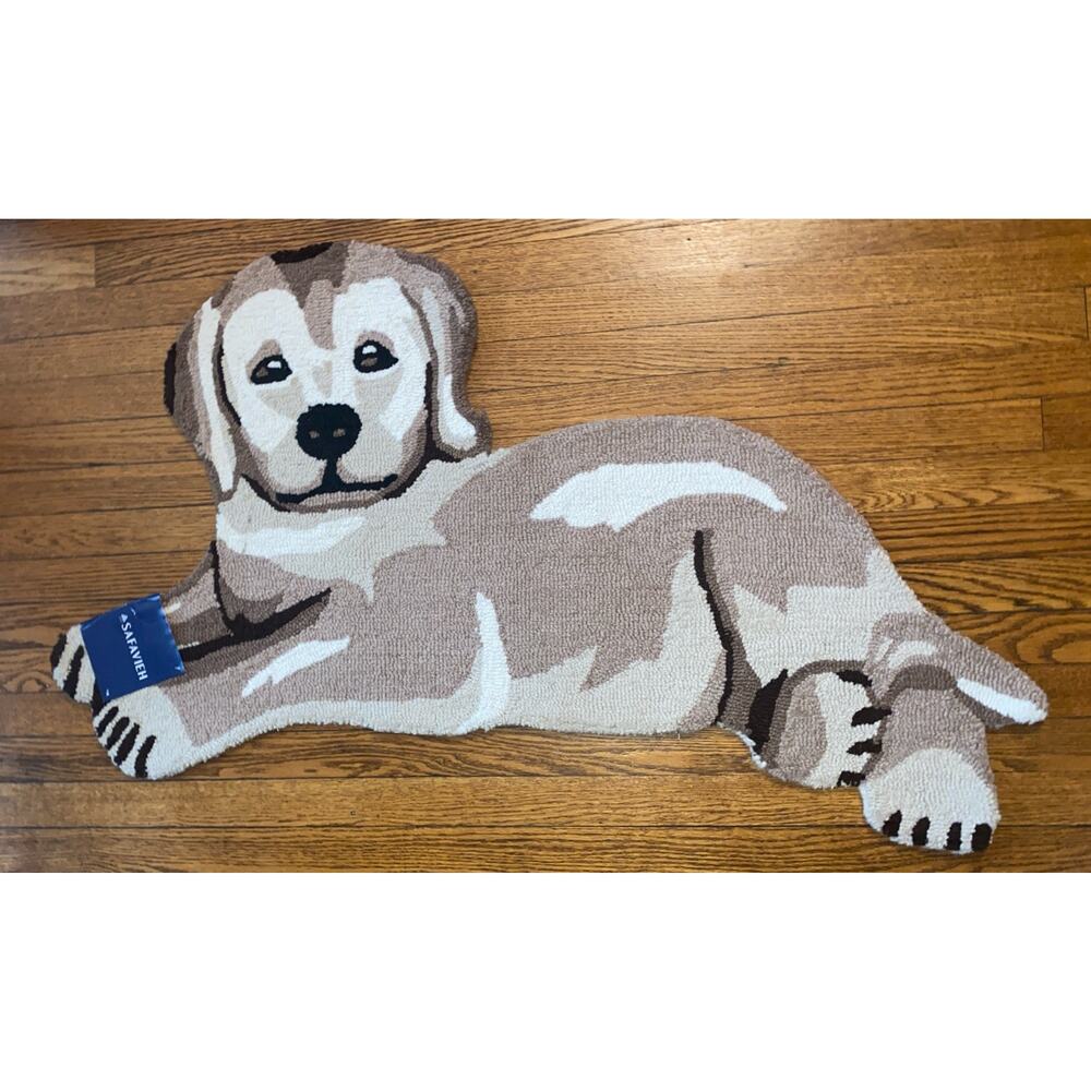 Safavieh Dog Rug 2’3”x3’9”Handmade Wool Pile Gold Beige Puppy Labrador Novelty